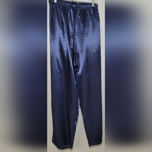 Fleece Lined Silk Pajama Bottoms Blue 3X EC